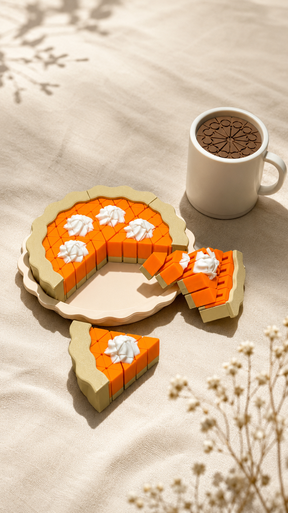 3D Printed Pretend Pie and Hot Cocoa Play Set