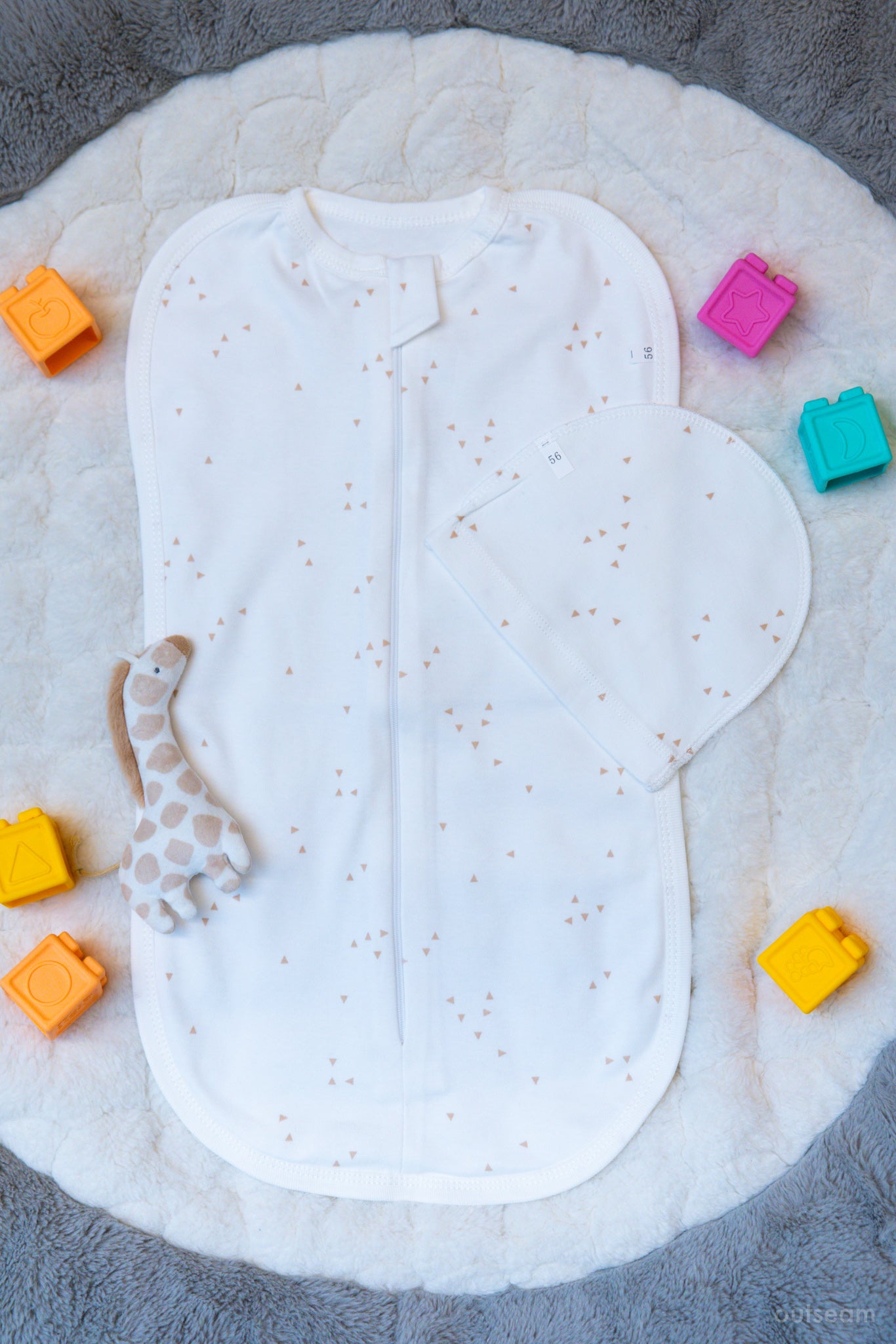Outseam Newborn Sleep Cocoon - Geometry — soft cotton baby sleep cocoon with outward seams